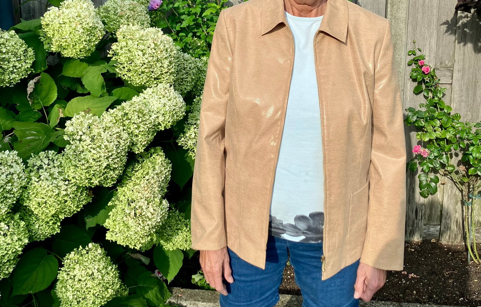 Leather look dames jasje, Ophalen of Verzenden, Zo goed als nieuw, Maat 38/40 (M), Beige