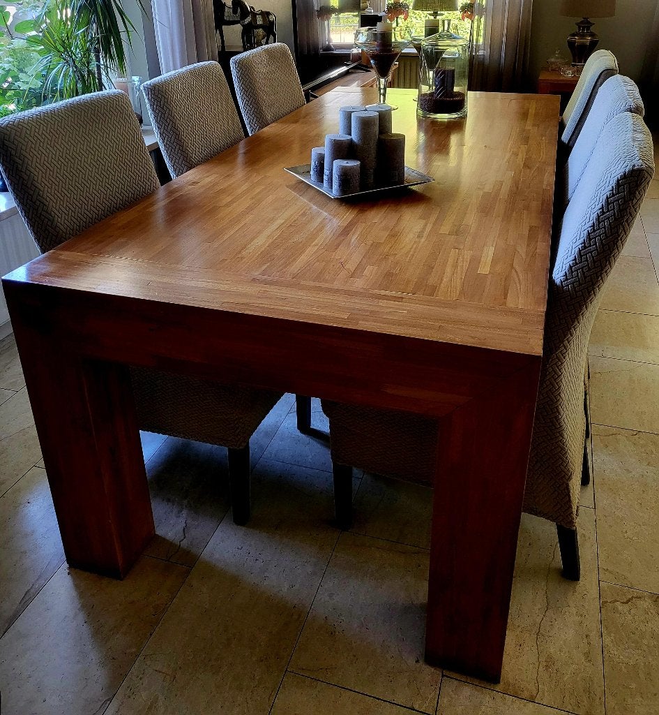 Massieve Lifestyle Van Gils blocktafel  teak 220 x 100 cm, Ophalen, Gebruikt, Teakhout, 200 cm of meer