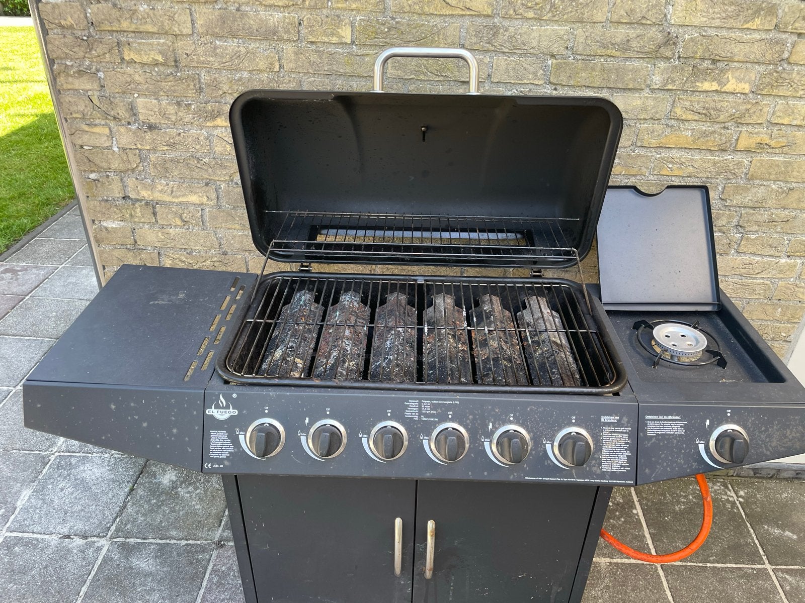 El Fuego gasbarbecue met 5 branders en zijbrander, Tuin en Terras, Gasbarbecues, Ophalen, Gebruikt