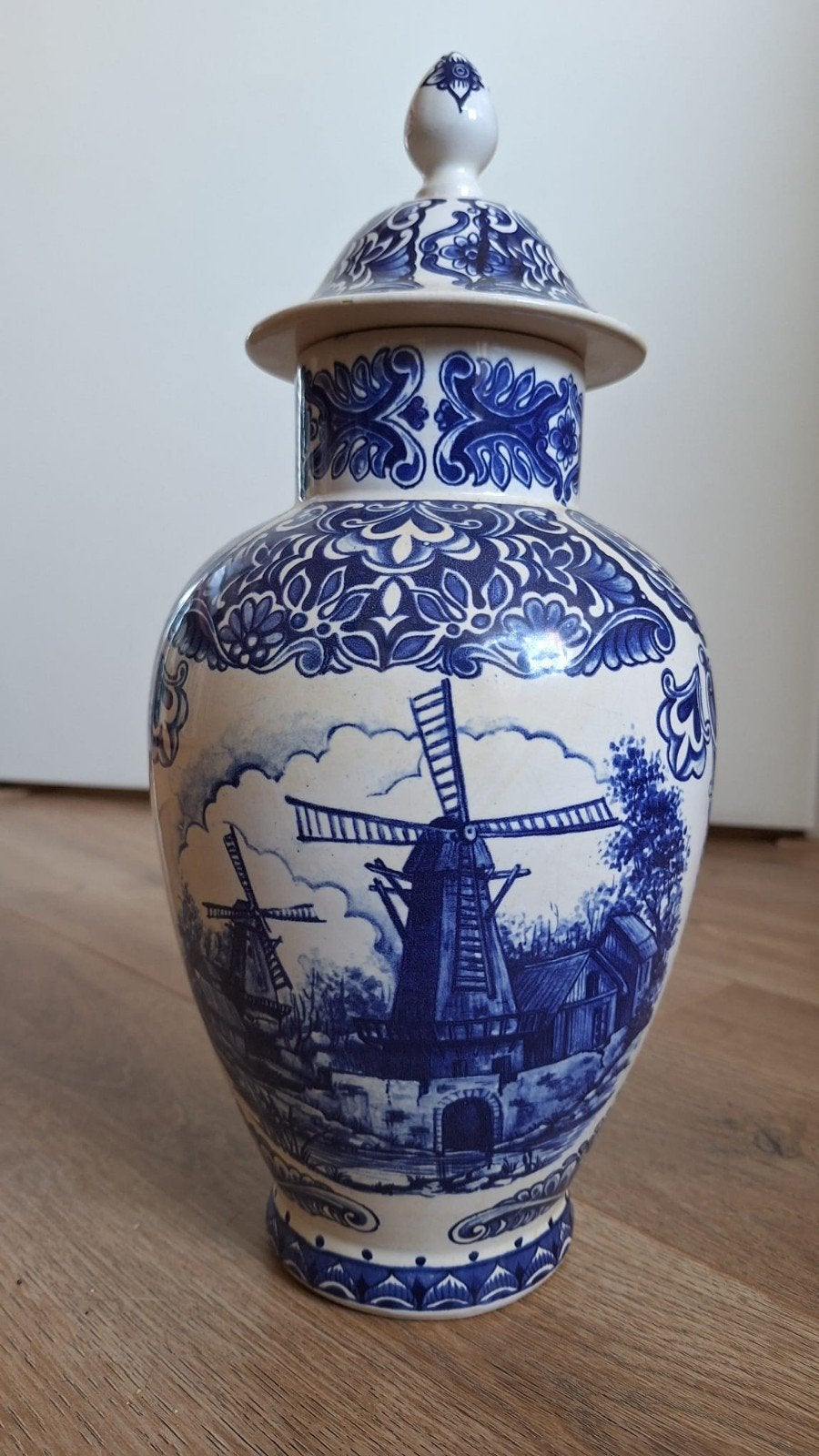 klassieke Delfts blauwe gemberpot met deksel, traditioneel g, Huis en Inrichting, 100 tot 150 cm, Blauw, Ophalen of Verzenden