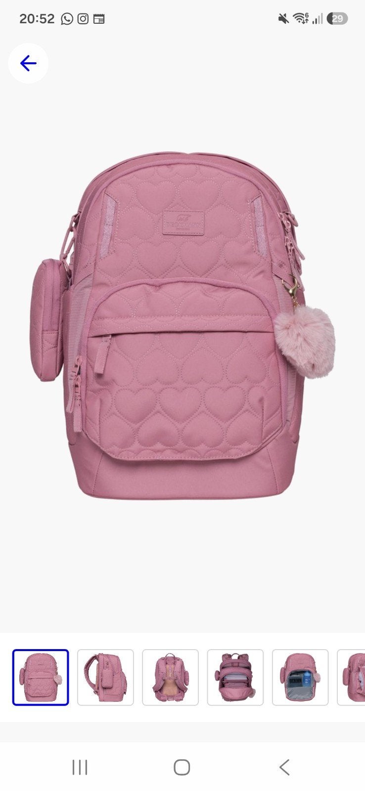 Roze Beckmann rugzak met hartjespatroon, 25 tot 40 cm, Ophalen of Verzenden, Zo goed als nieuw, Overige merken