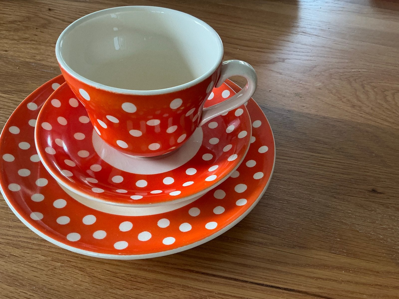 Vintage Villeroy&Boch Lobeck Ontbijtset - Oranje Polkadot, Ophalen of Verzenden