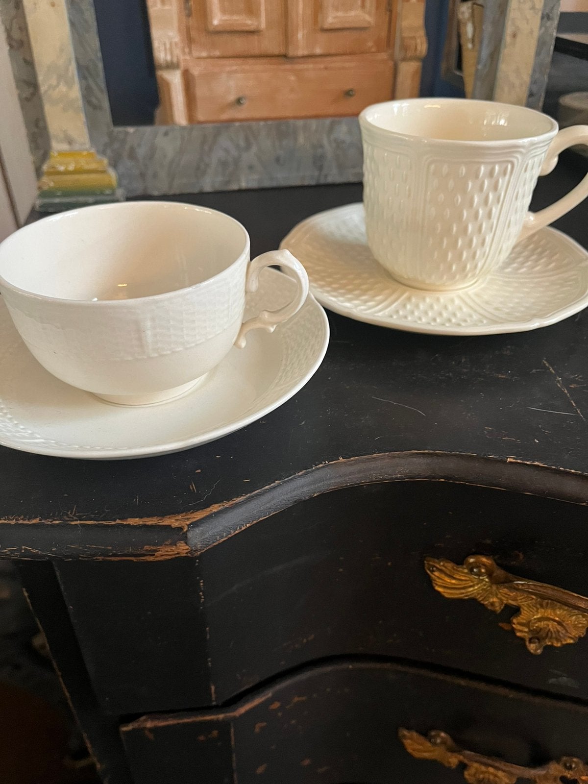 Brocante oude kop en schotels . Gien en Wedgwood  samen 25, Antiek en Kunst, Ophalen of Verzenden