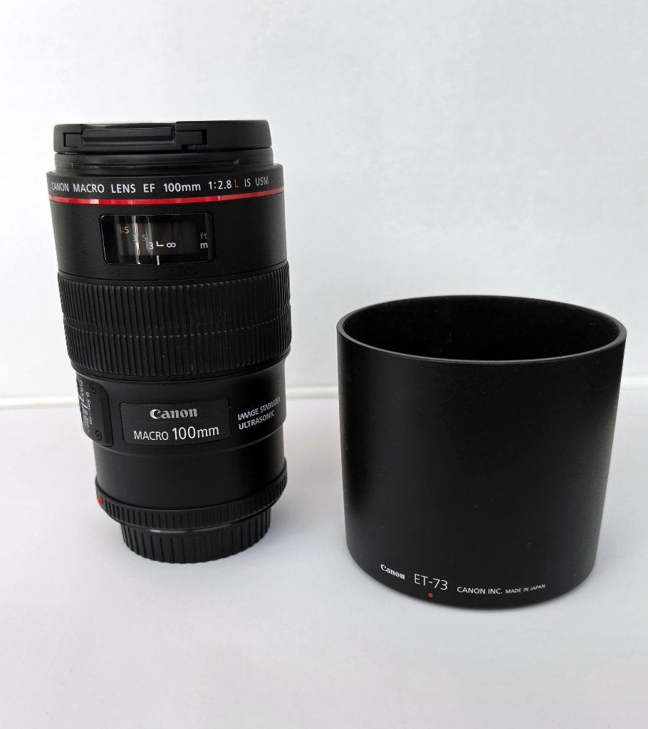 Canon 100mm 2.8 L IS USM Macro EF, Canon, Beschermhoes/tas, Ophalen of Verzenden, Zo goed als nieuw