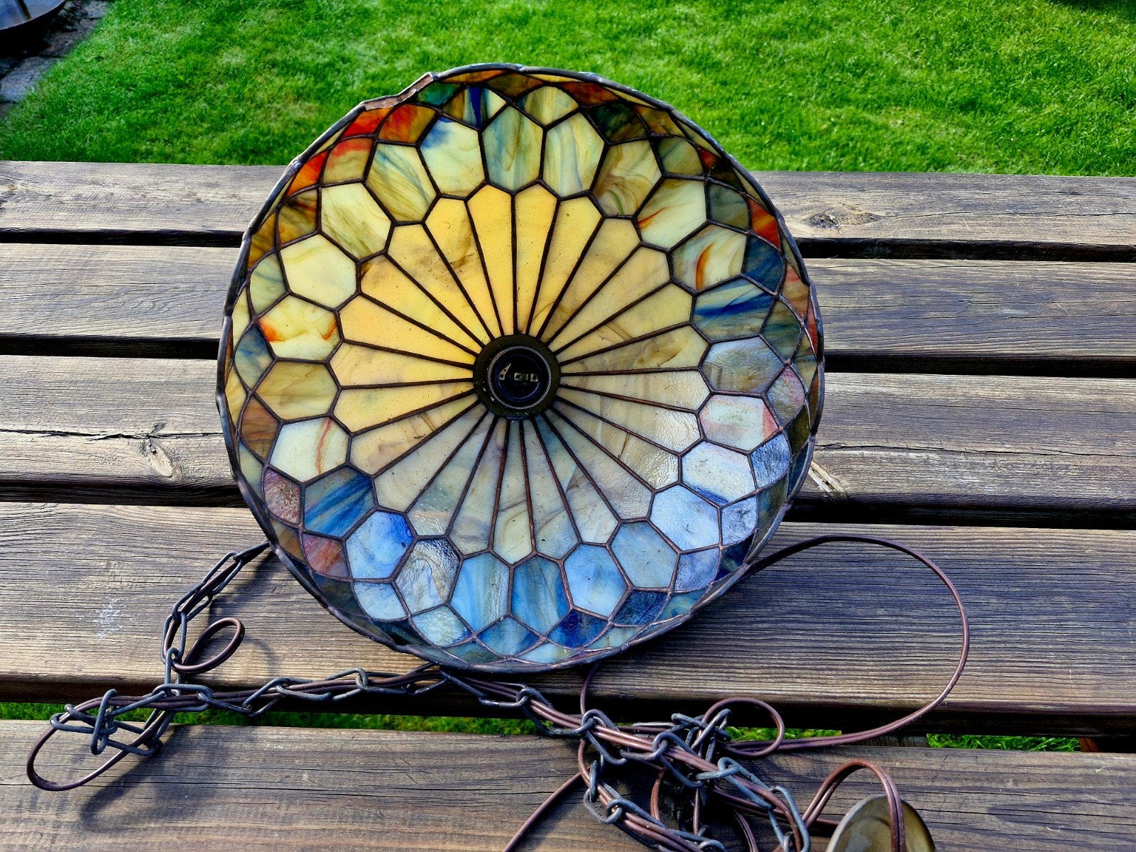 Lamp, glas in lood, Huis en Inrichting, Ophalen of Verzenden, Glas, E27 (groot)