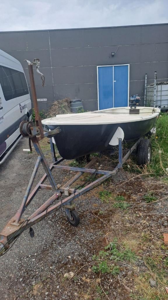 bootje polyester met bb motor en trailer, Ophalen, Gebruikt