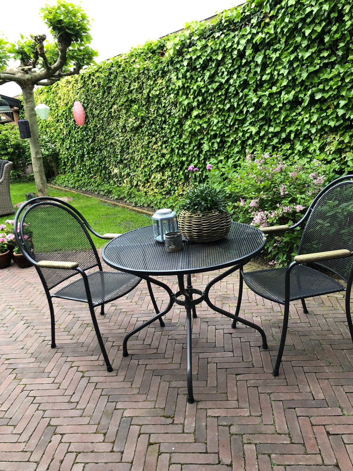 Balkon setje garden metaal 2 stoelen ,tafeltje, Tuin en Terras, Ophalen of Verzenden, Zo goed als nieuw, Overige materialen, 2 zitplaatsen