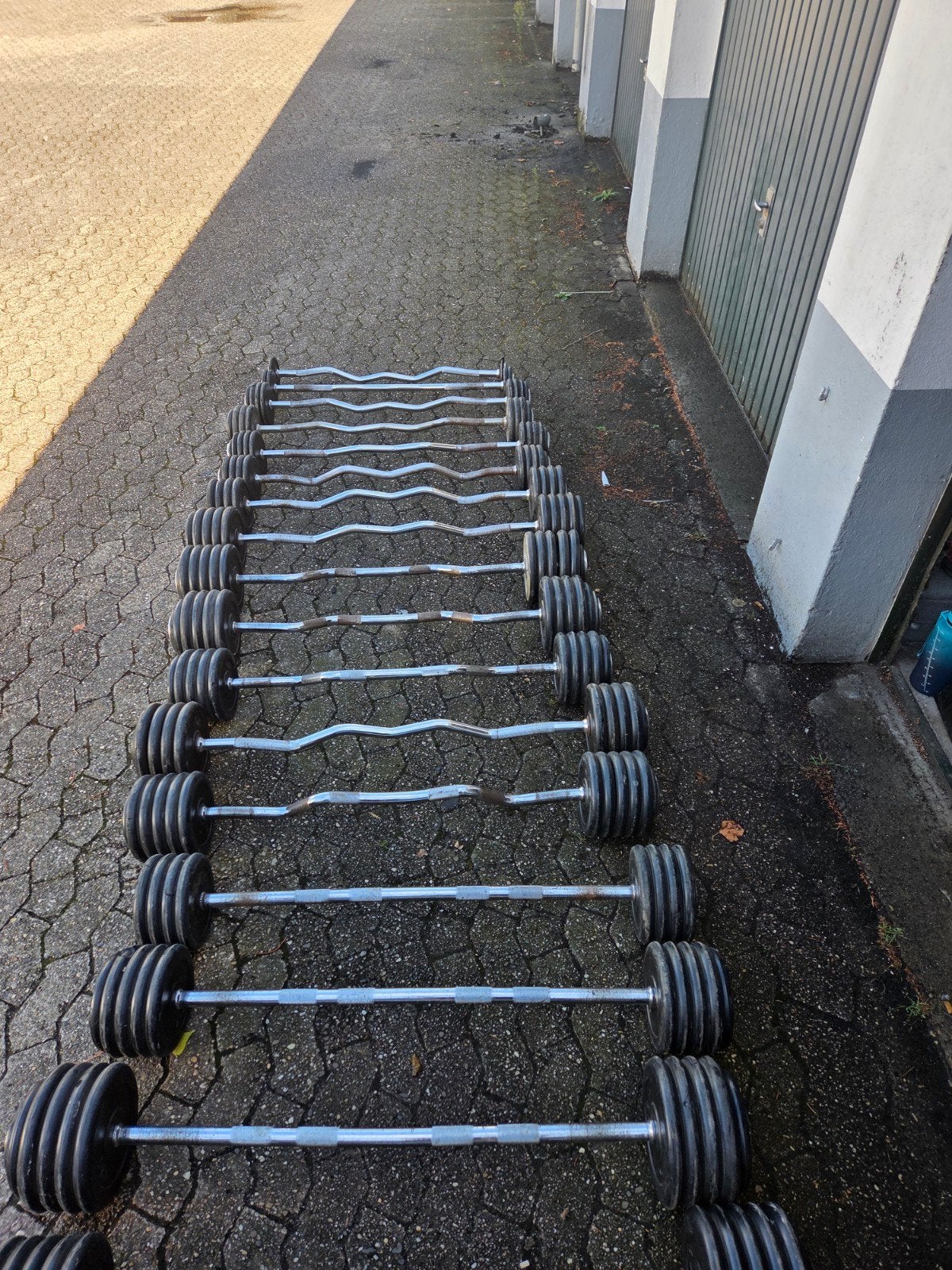 Technogym Halters + Rek - 660 kg, Ophalen, Gebruikt, Benen, Halterset