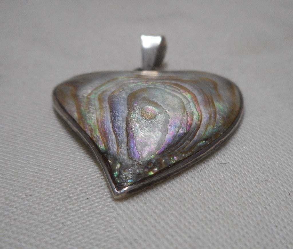 Zilveren vintage hart hanger met schelp nr.401, Verzenden, Zo goed als nieuw, Hart, Zilver