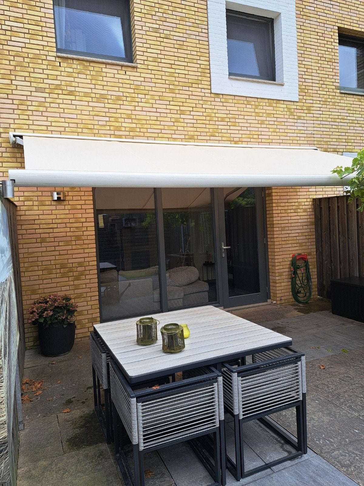 zonnescherm 5x3 elektrisch VERANO champagne SUPER CHIQUE, 450 cm of meer, Elektrisch, Ophalen of Verzenden, Zo goed als nieuw