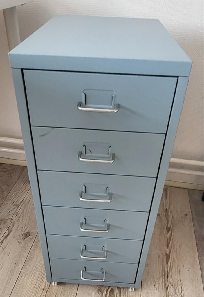 Ikea Helmer ladeblok grijsblauw - 6 laden, Huis en Inrichting, Kasten | Ladekasten, Ophalen, Minder dan 50 cm, Gebruikt, 5 laden of meer