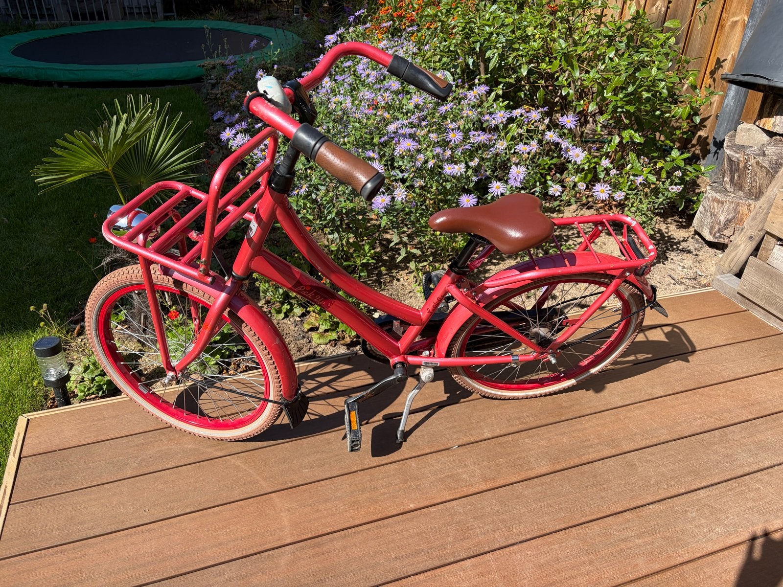 Rode kinderfiets met voordrager - Pick Up Loekie, Ophalen, Gebruikt, Terugtraprem, 20 inch