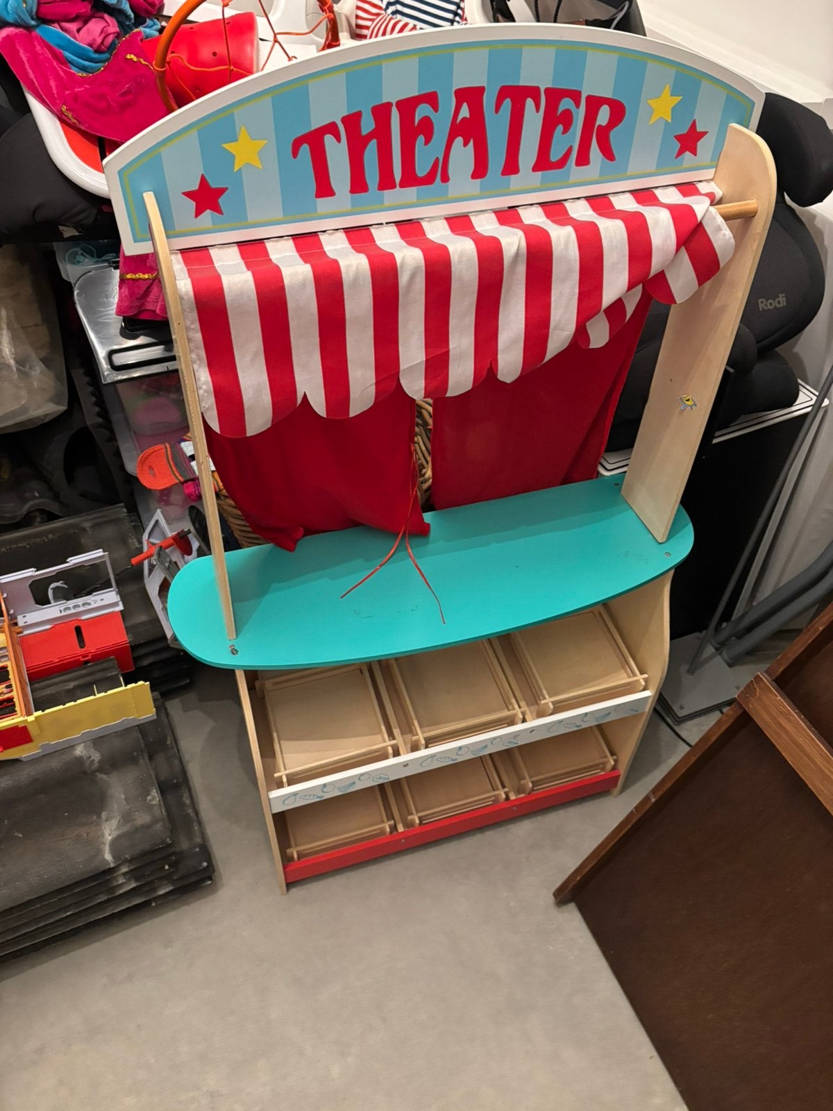 Houten Theater met winkeltje en accesoires, Ophalen, Gebruikt, Jongen of Meisje