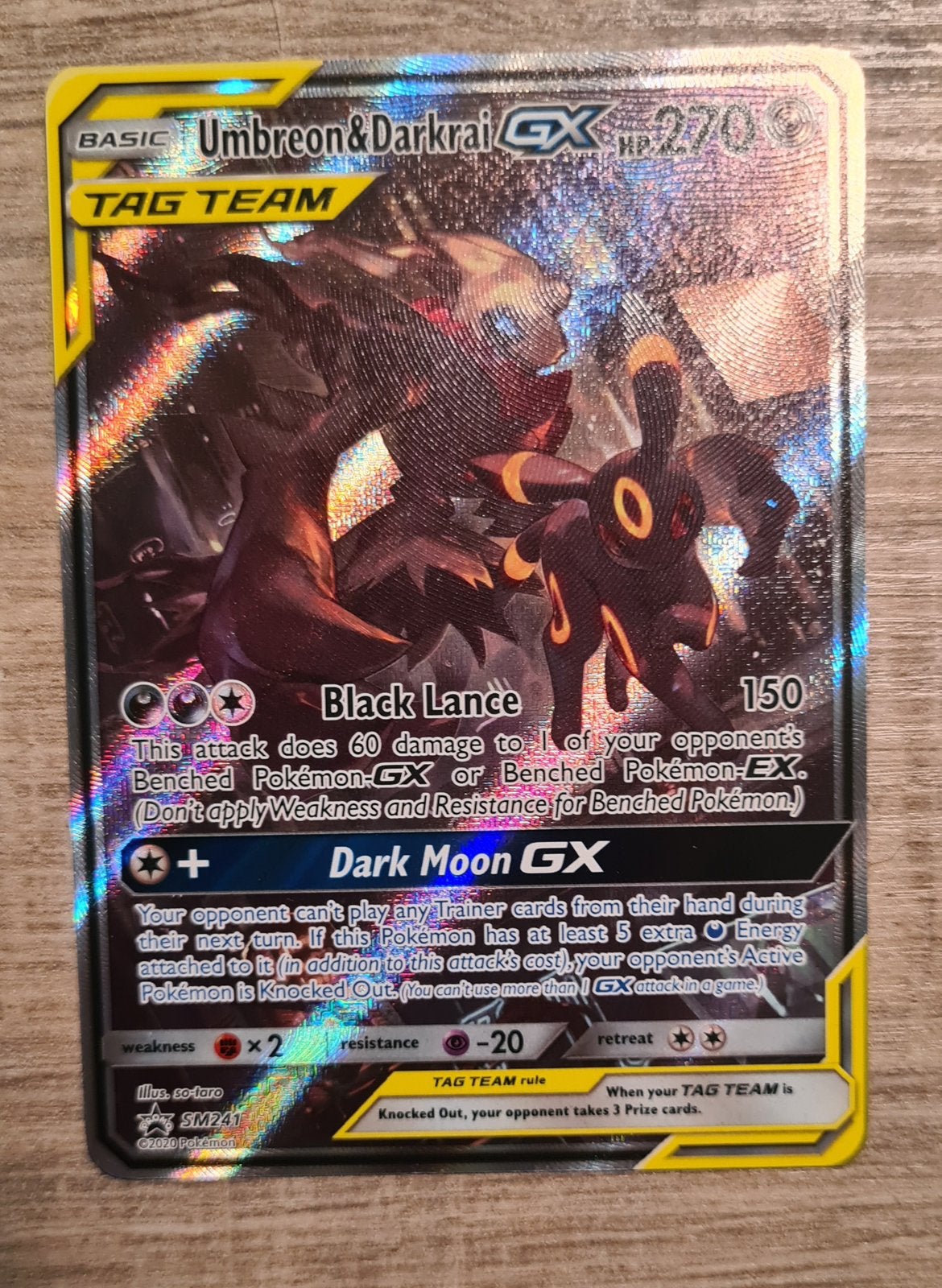 Pokemon - Umbreon&Darkrai GX SM 241, Ophalen of Verzenden, Nieuw, Losse kaart