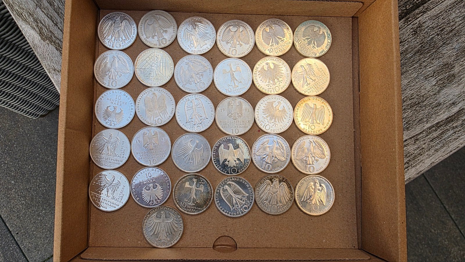 31x Zilveren 10 Deutsche Mark Munten - 925 Sterling Zilver, Postzegels en Munten, Ophalen of Verzenden, Duitsland, Setje, Zilver
