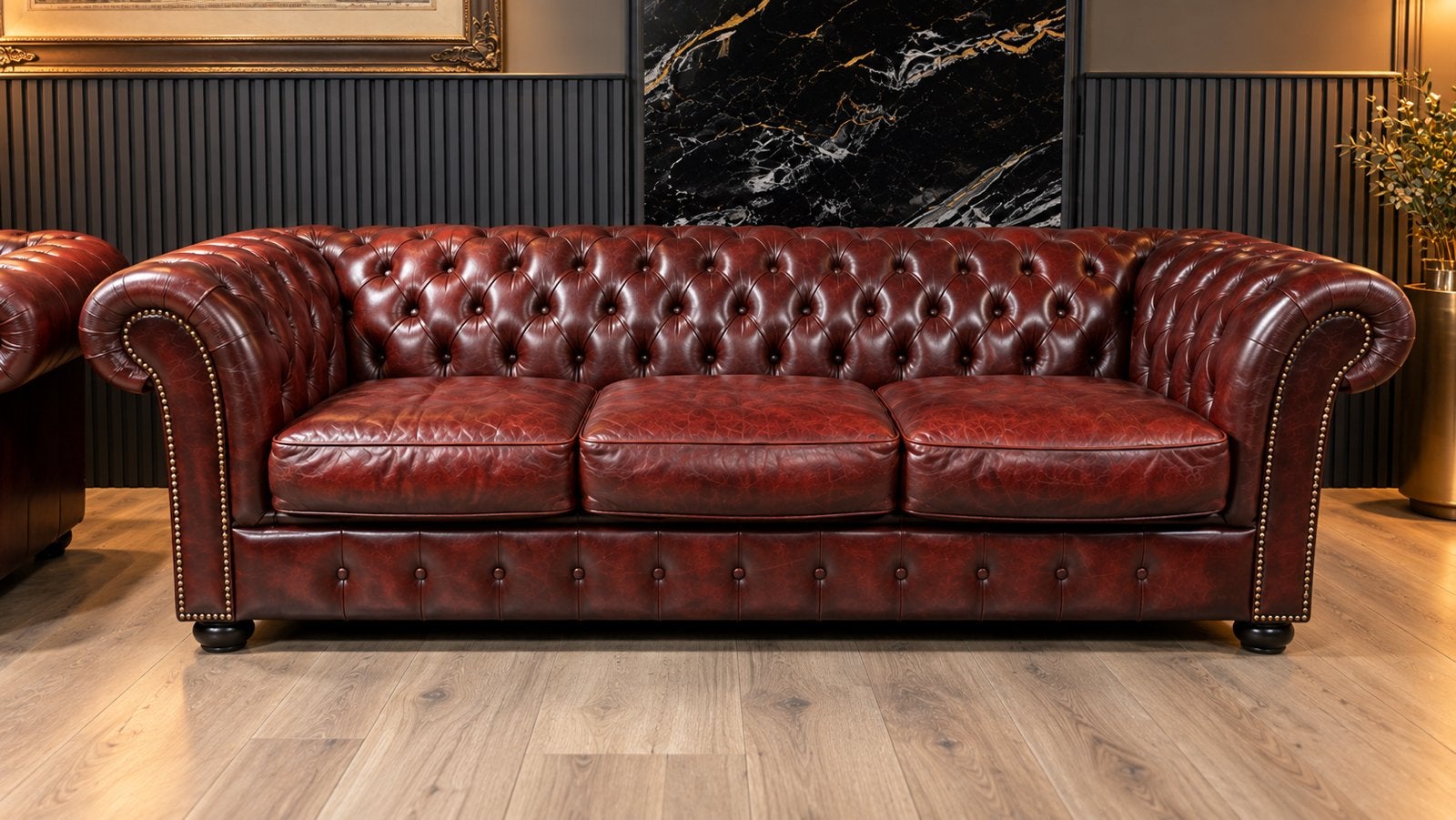 Exclusieve Chesterfield Lederen 3 Zits Bank!!!, Ophalen of Verzenden