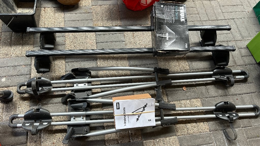 Thule dakdrager met 2 fietsendragers, Auto diversen, Dakdragers, Gebruikt, Ophalen