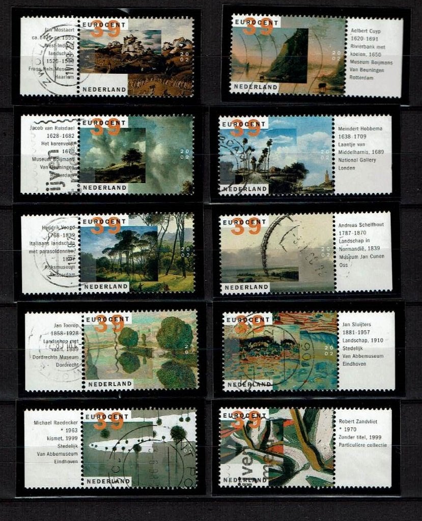 Nederland NVPH 2089-2098 met tab gestempeld, Verzenden, Na 1940, Gestempeld