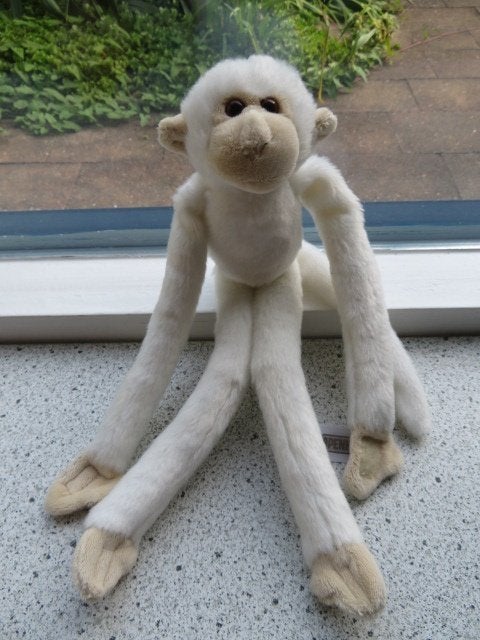 Aap jungleaap slungelaap wit velours Apenheul Petjes World, Ophalen of Verzenden, Zo goed als nieuw, Middelgroot (20 tot 80 cm)
