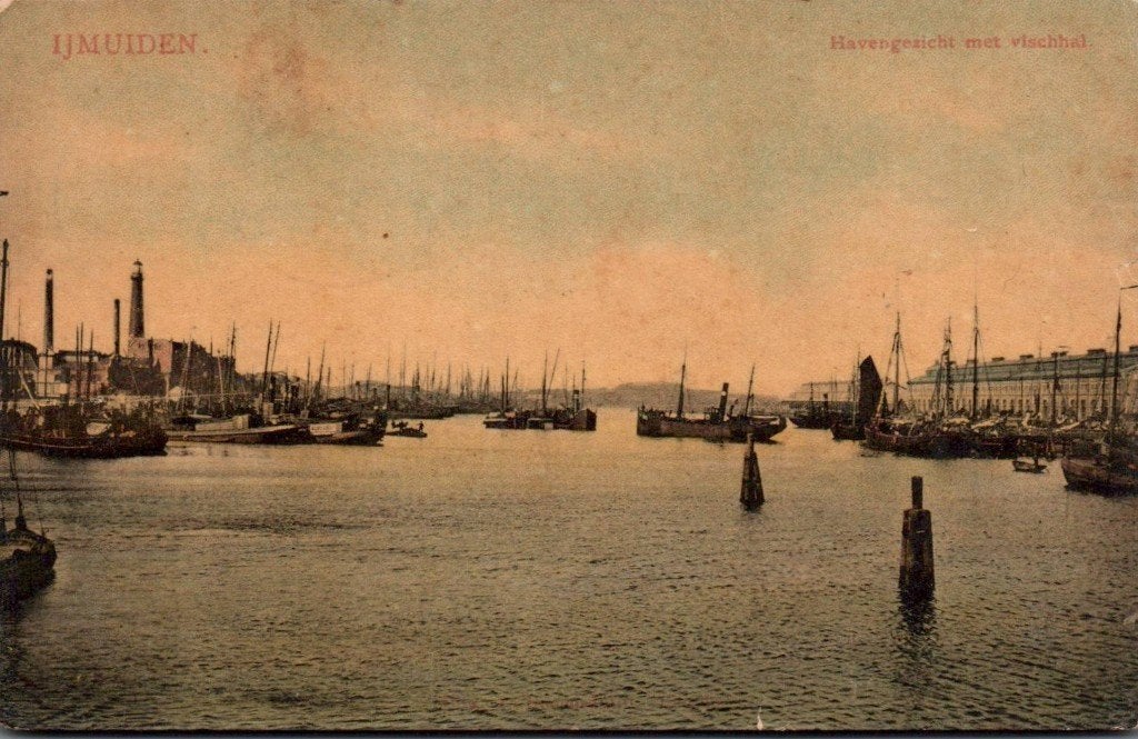 IJmuiden, havengezicht vanuit vlschhal, 1909, Ophalen of Verzenden, Voor 1920, Noord-Holland