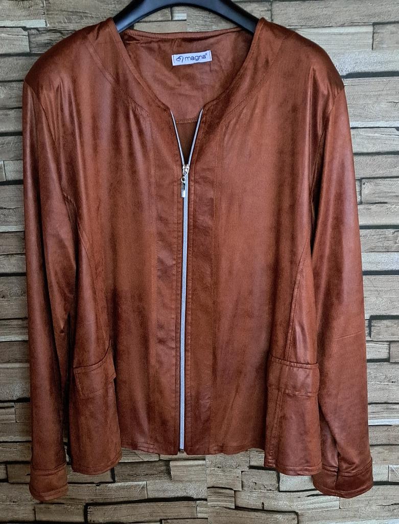 MAGNA - prachtig leatherlook stretch jasje, maat 48/50, Bruin, Verzenden, X, Jasje of Colbert