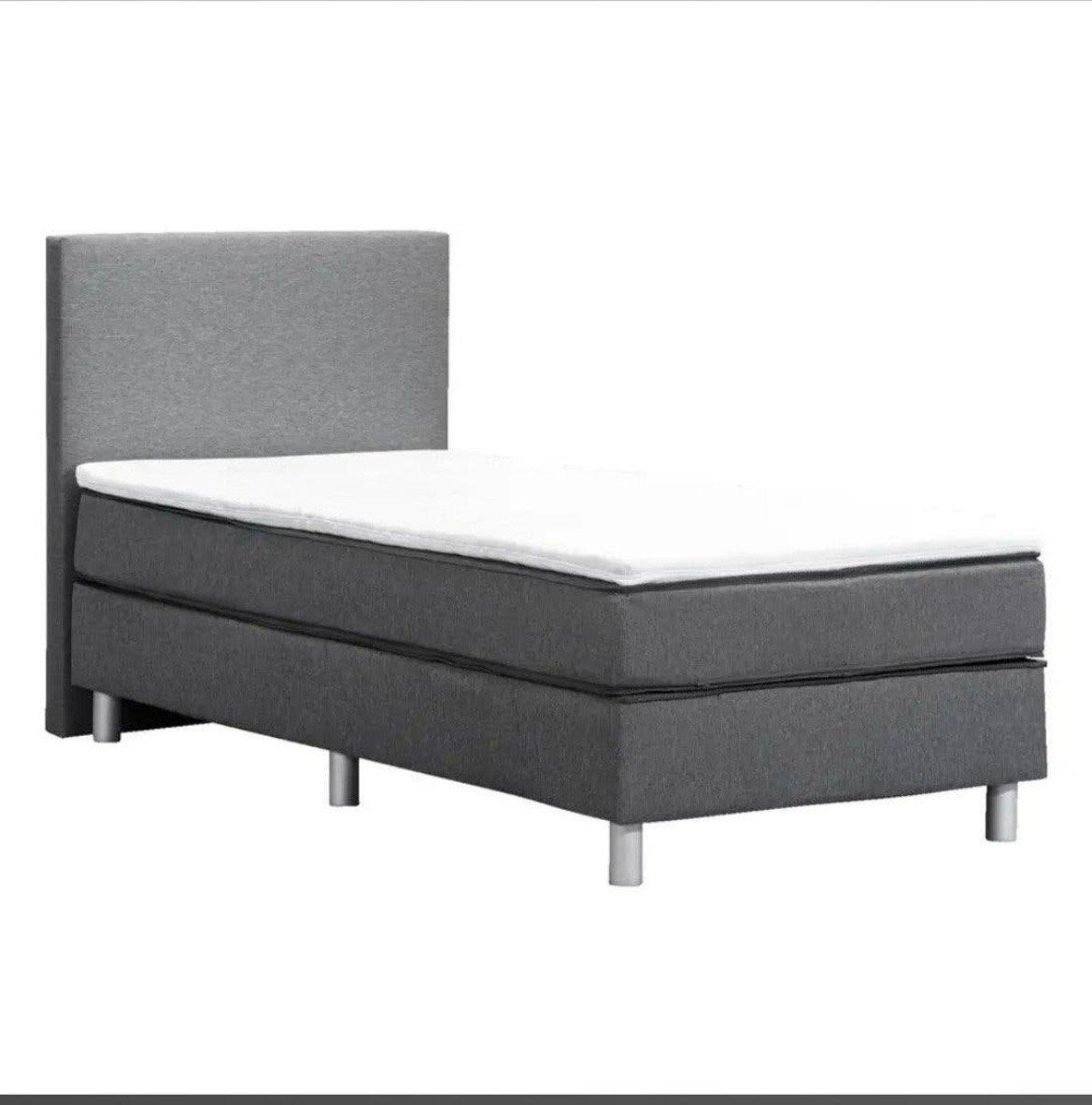 Boxspring Alta 4-delig - donkergrijs - 90x200 cm, Ophalen, 90 cm, Eenpersoons, Zo goed als nieuw