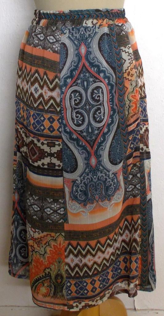 Boho/etnische fleurige maxi print rok! 48/XL, Maat 46/48 (XL) of groter, Zo goed als nieuw, Onder de knie, Verzenden