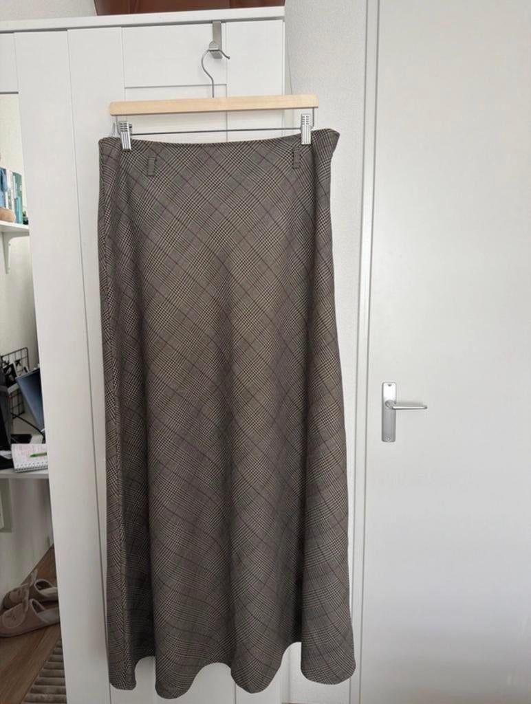 Geruite Lange Dames Rok, Maat 42/44 (L), Ophalen of Verzenden, Zo goed als nieuw, Grijs