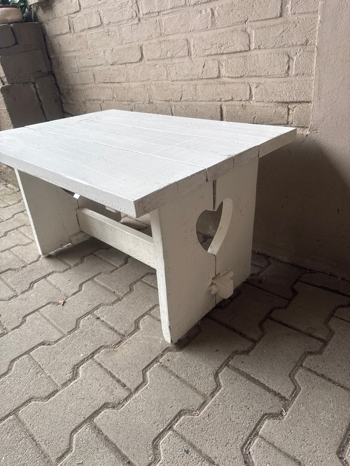 Steigerhouten kindertafeltje 80x58 cm, hoogte 46.5 cm, Ophalen, Gebruikt, 50 tot 100 cm, Minder dan 100 cm