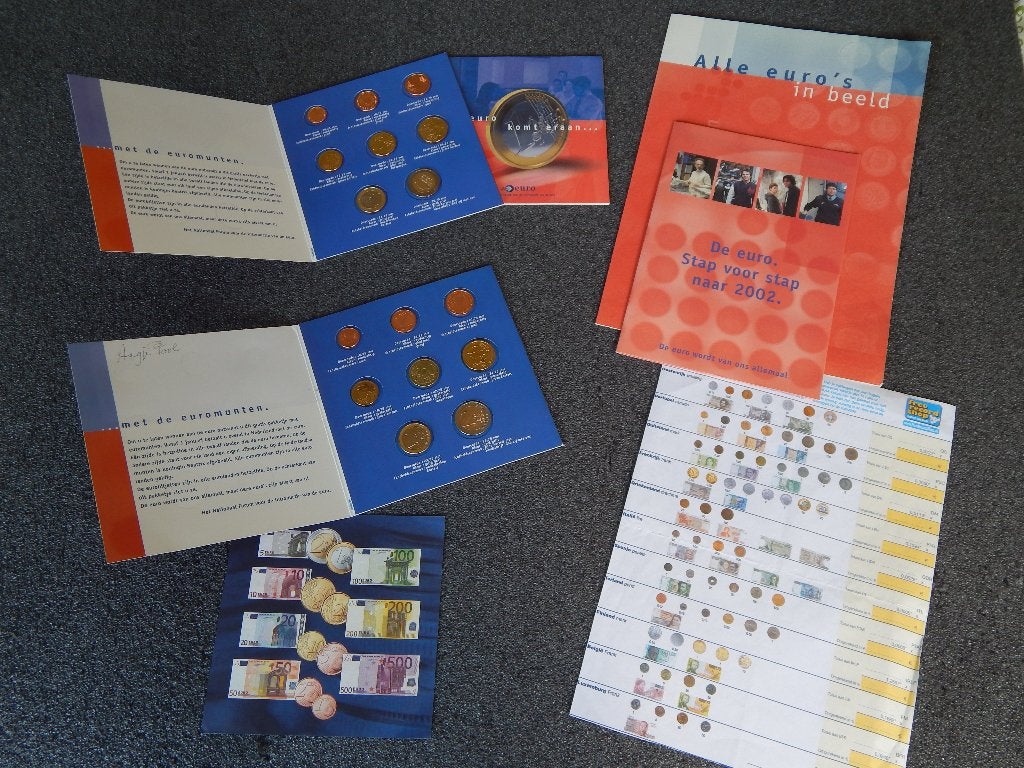 2 sets Eerste kennismakingsmunten Euro , Nederland, Ophalen of Verzenden, Koningin Beatrix, Euro's, Setje