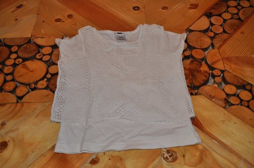 Z.g.a.n. wit t-shirt met hesje Hema 86/92, Kinderen en Baby's, Babykleding | Maat 86, Meisje, Ophalen of Verzenden, Zo goed als nieuw
