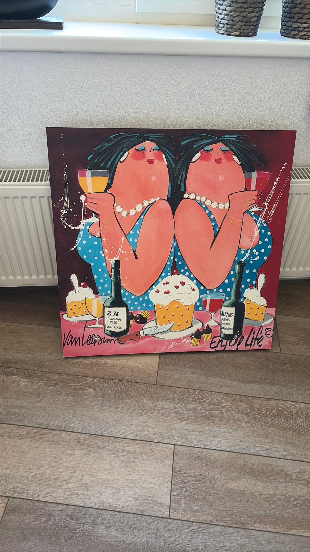 Dikke Dames schilderij, Antiek en Kunst, Ophalen, Hout, Ophangklaar, Figuren
