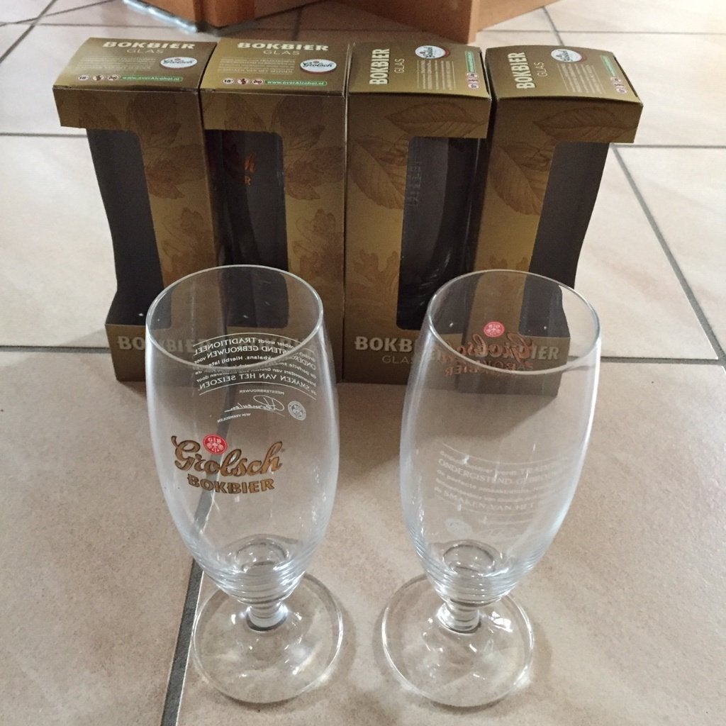 set van 4 bierglazen van Grolsch bokbier, Ophalen of Verzenden, Nieuw, Bierglas