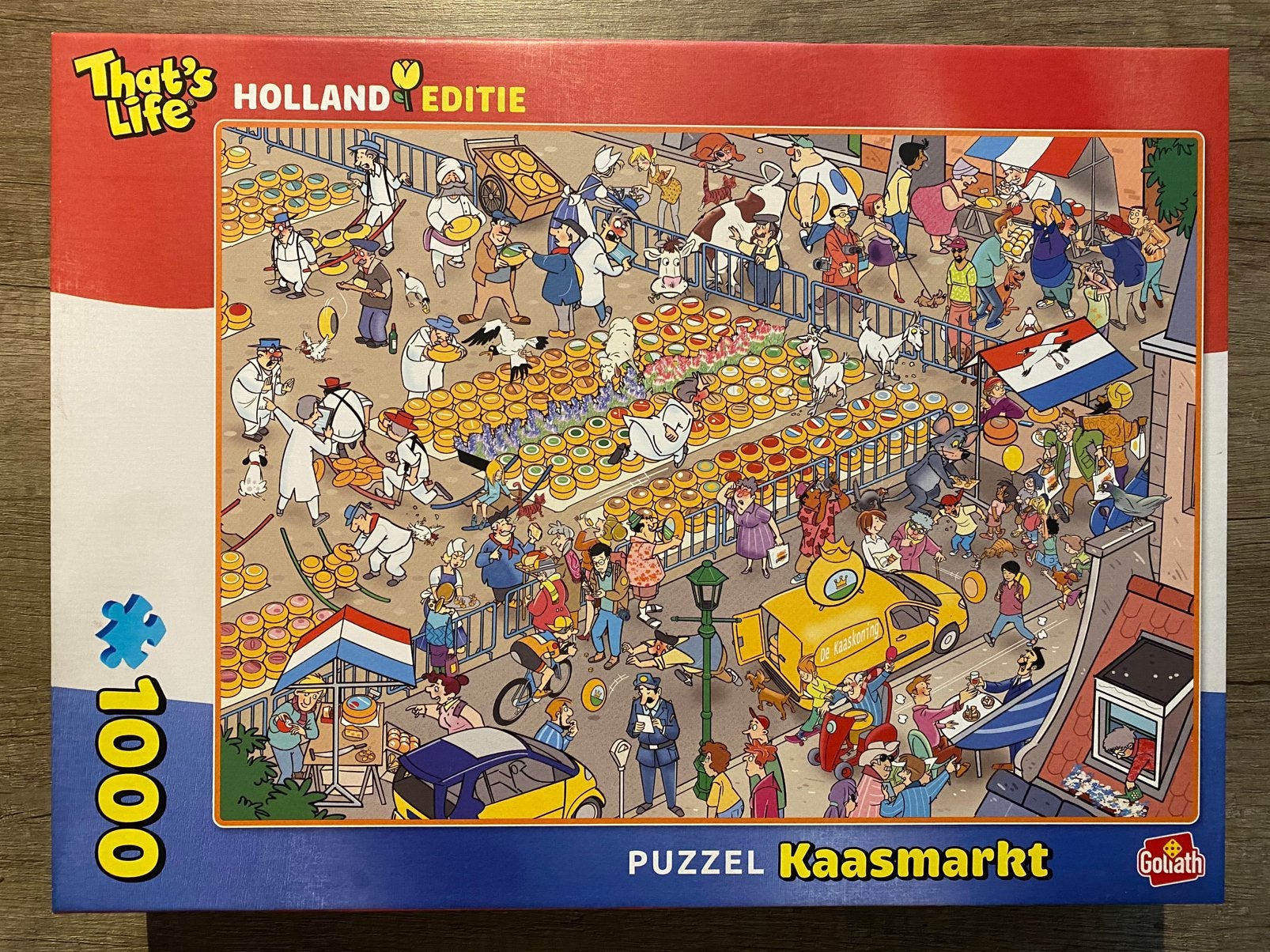 1000 stukjes that’s life puzzel de kaasmarkt, Hobby en Vrije tijd, Denksport en Puzzels, Ophalen of Verzenden, 500 t/m 1500 stukjes