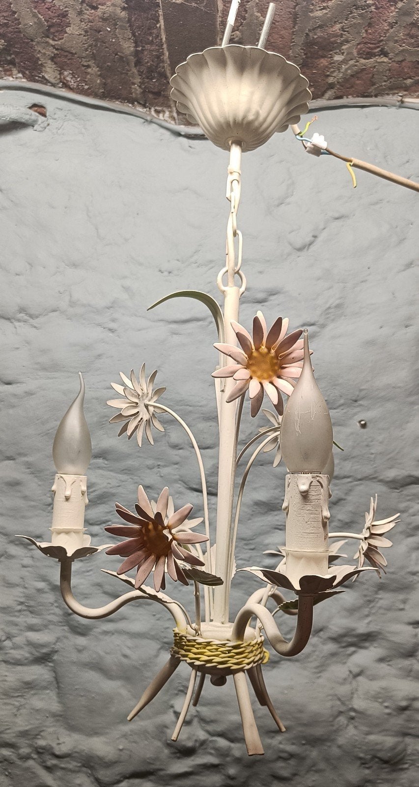 bloemlamp bloemen tole lamp, Ophalen of Verzenden
