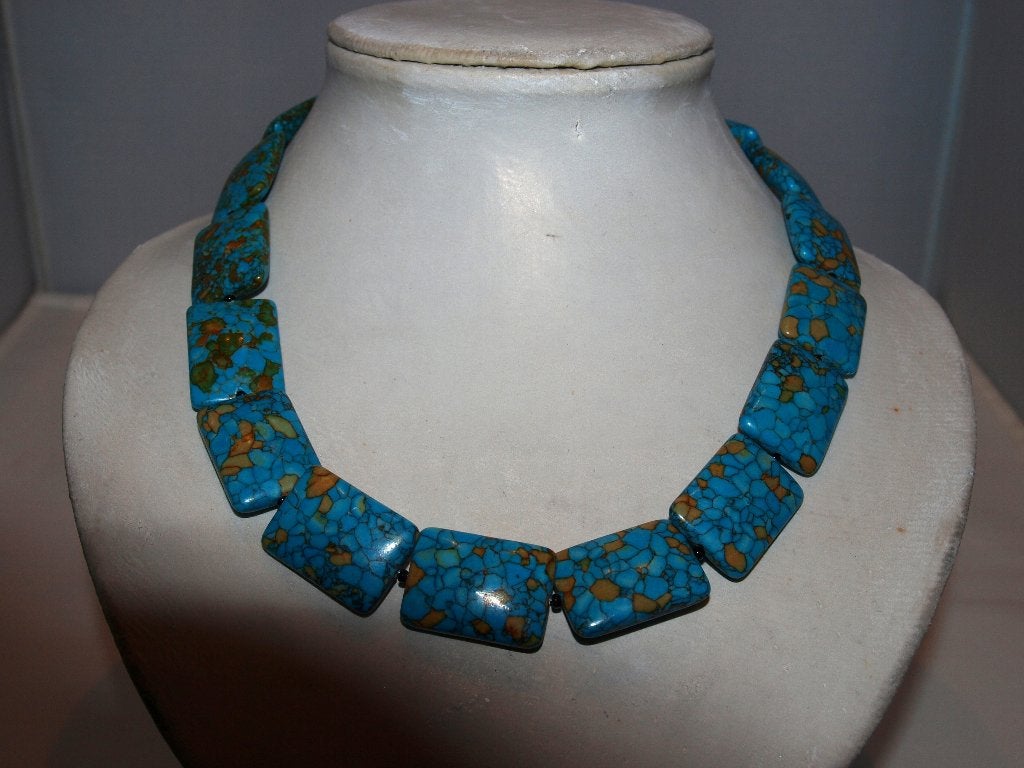 Prachtige turquoise ketting met unieke stenen, Blauw, Nieuw, Ophalen of Verzenden, Steen of Mineraal