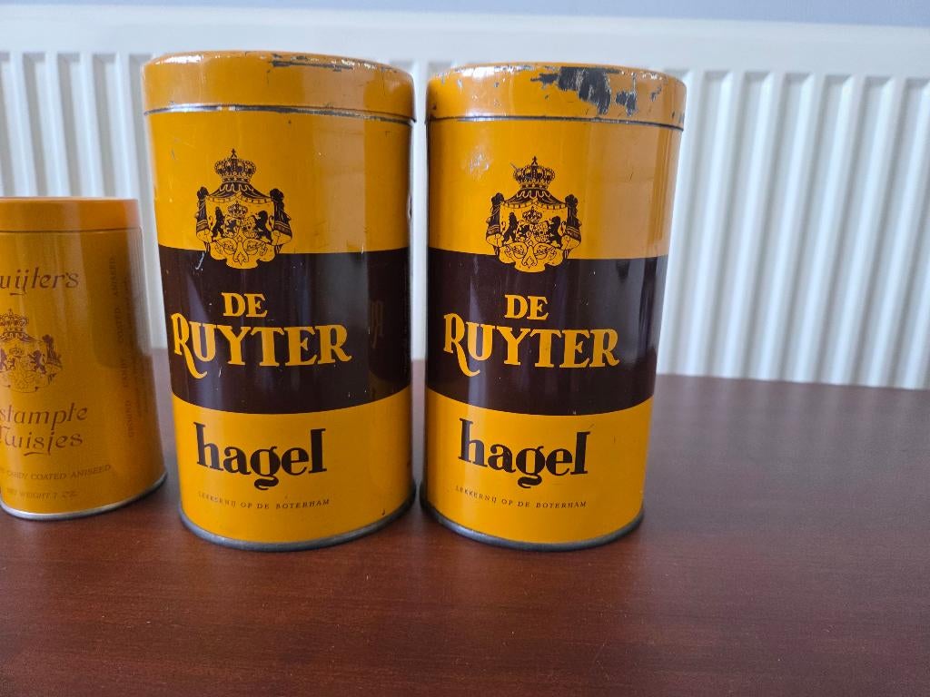 21 blikjes De Ruijter - hagelslag - vlokken - muisjes, Ophalen of Verzenden, Gebruikt, Metaal, Overige typen