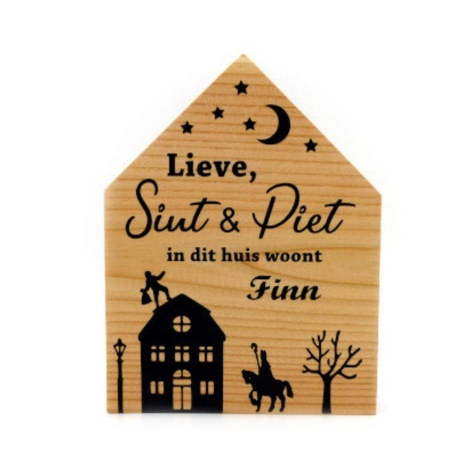 Houten Sinterklaas huisje met naam, Nieuw, Ophalen of Verzenden, Info@kadoootje.nl, Kadoootje