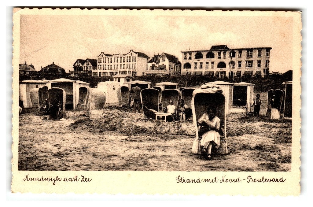 Noordwijk aan Zee, Strand met Noord-Boulevard, Verzenden, 1920 tot 1940, Gelopen, Zuid-Holland