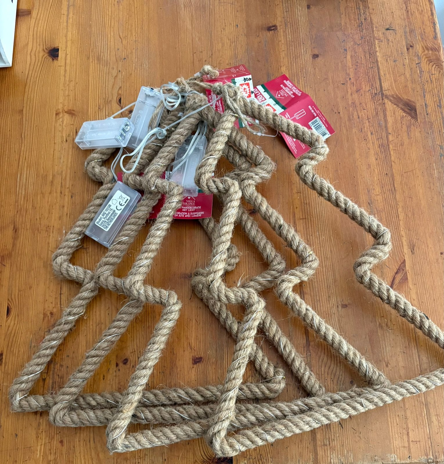 4x Jute Kerstboom 40cm lang met verlichting nieuw Kerst, Ophalen of Verzenden, Nieuw