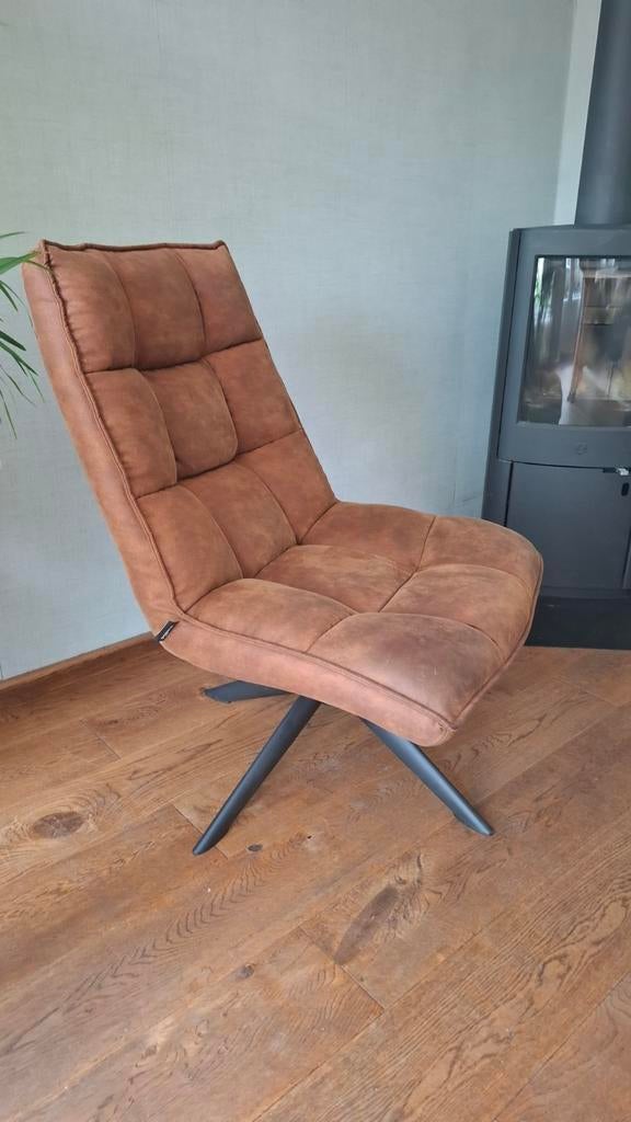Woood Cognac Draaifauteuil draaistoel, Huis en Inrichting, Fauteuils, Ophalen, Gebruikt, Stof, 75 tot 100 cm