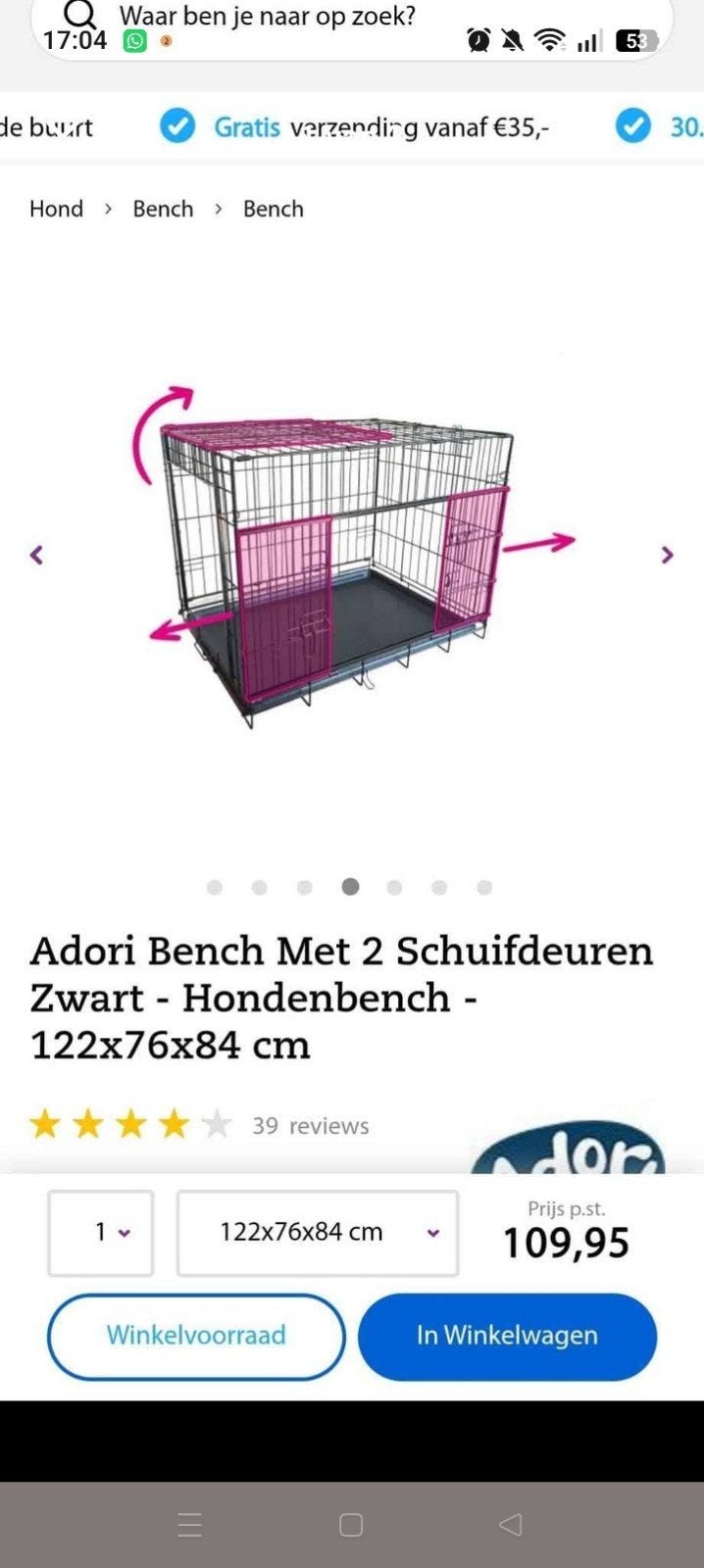 Hondenbench groot 2x, Ophalen