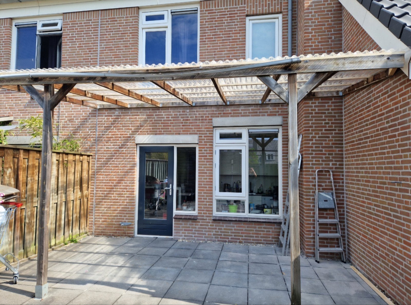 Houten overkapping met golfplaten dak, Tuin en Terras, Overkappingen, Ophalen, Gebruikt, Overige typen