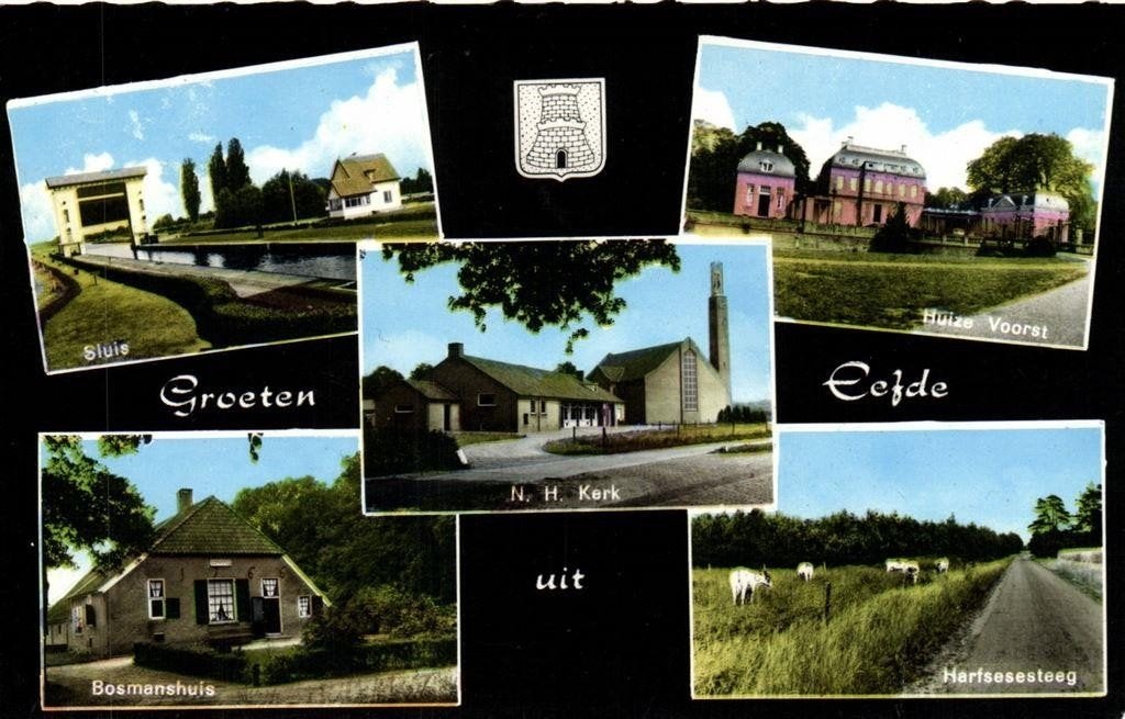 Groeten uit Eefde - 5 afb o.a. Sluis - 1969 gelopen, Verzamelen, Ophalen of Verzenden, 1960 tot 1980, Gelopen, Gelderland