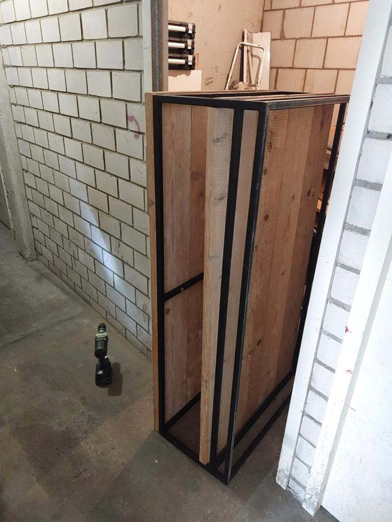 Handmade salon stalen tafel, Huis en Inrichting, Tafels | Salontafels, Ophalen, Gebruikt, 50 tot 100 cm, 50 tot 100 cm