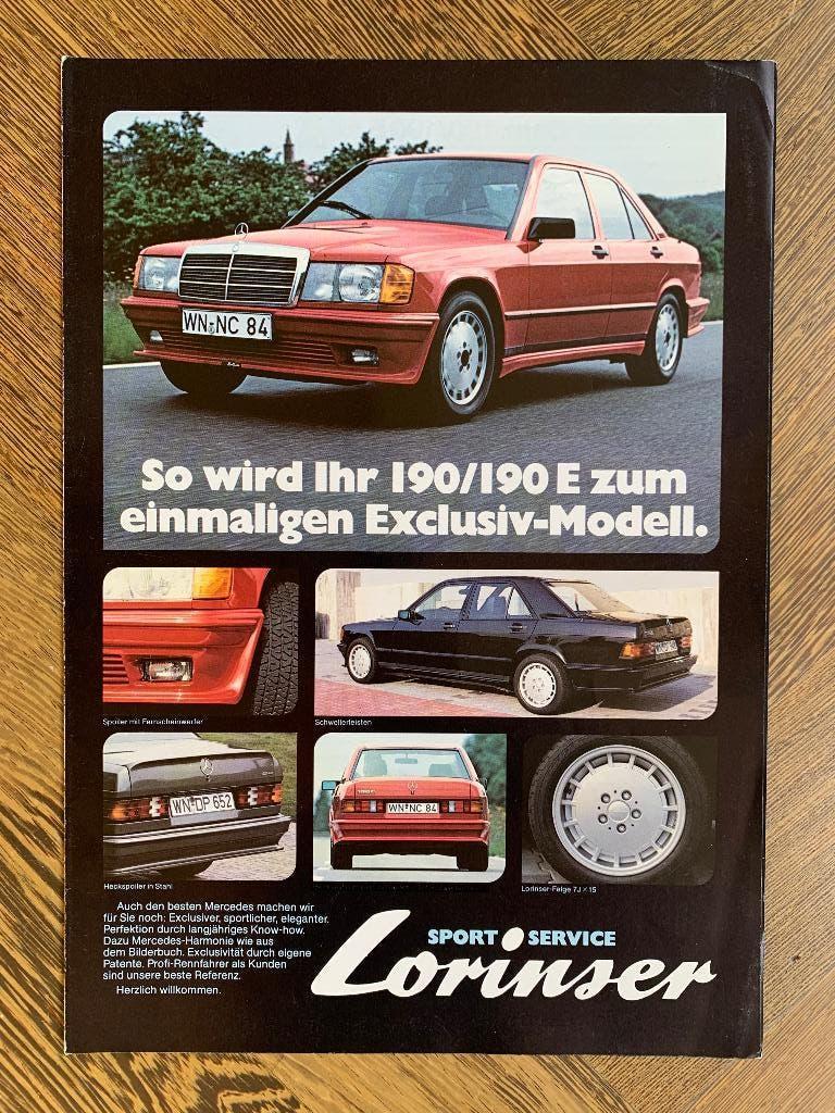 Folder Mercedes-Benz 190/190E W201 Lorinser 1983, Lorinser, Zo goed als nieuw, Mercedes, Ophalen of Verzenden