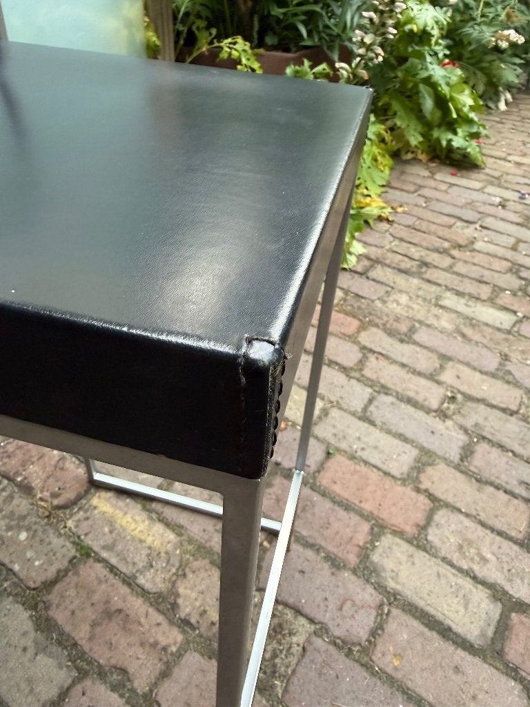 Lapalma Cubo barkruk. Design Enzo Berti. Zwart leer / chroom, 60 tot 90 cm, Zo goed als nieuw, 1 kruk, Ophalen