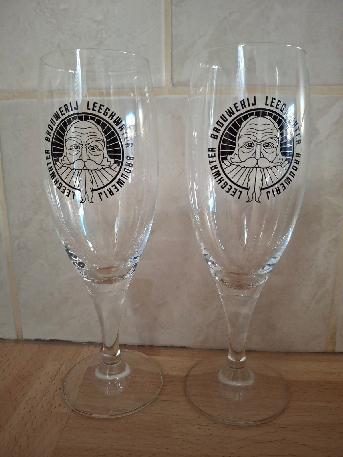 Mooie bierglazen / glazen Brouwerij Leeghwater  (4 stuks), Ophalen of Verzenden, Gebruikt
