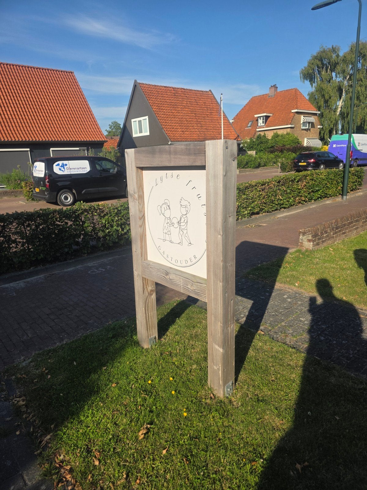 Reclame bord voor in de tuin, Ophalen, Zo goed als nieuw, Reclamebord
