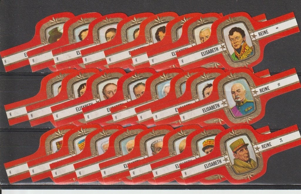 reeks 263  maarschalken   1-24  sigarenbanden, Ophalen of Verzenden, Zo goed als nieuw, Sigarenbandjes